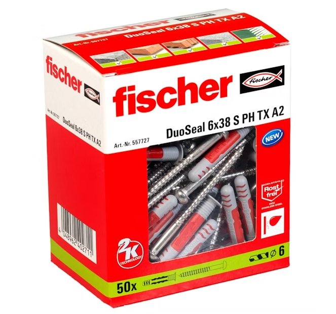 Tulppa + Ruuvi Fischer Duoseal A2 6x38 S 50 kpl - KarelianStore