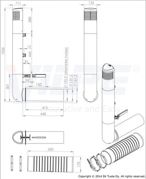 Tuuletuspaalu Vilpe Ross 125 Vaaleanharmaa - KarelianStore