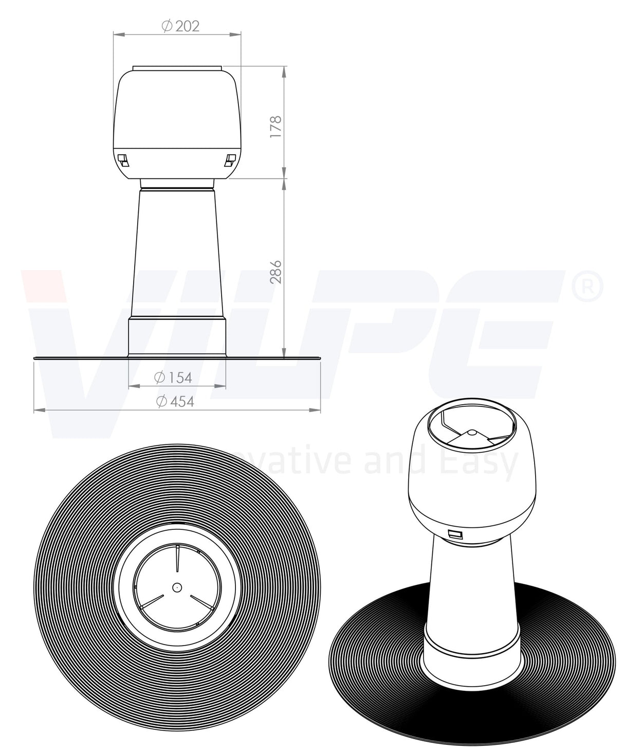 Tuuletusputki VILPE 110 Vaaleanharmaa - KarelianStore