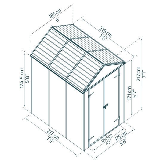 Vaja Rubicon 4.2 m2 harmaa Palram - Canopia - KarelianStore