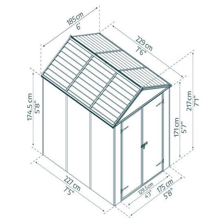 Vaja Rubicon 4.2 m2 harmaa Palram - Canopia - KarelianStore