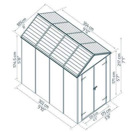 Vaja Rubicon 5.6 m2 harmaa Palram - Canopia - KarelianStore