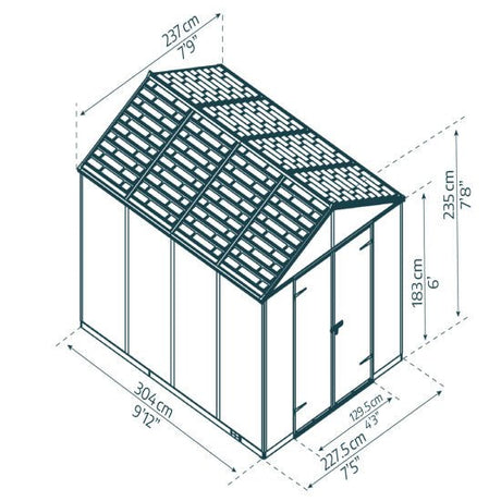 Vaja Rubicon 7.2 m2 harmaa Palram - Canopia - KarelianStore