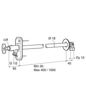 Vesipostiventtiili Gustavsberg irtoavaimella 1000mm - KarelianStore