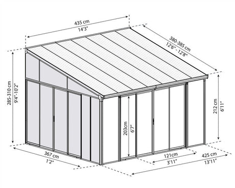 Viherhuone Sanremo 4 x 4,25 m, valkoinenn Palram - Canopia - KarelianStore