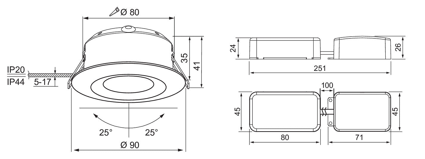 Alasvalo Airam Compact Tilt IP44 7W/840 Satiini - KarelianStore