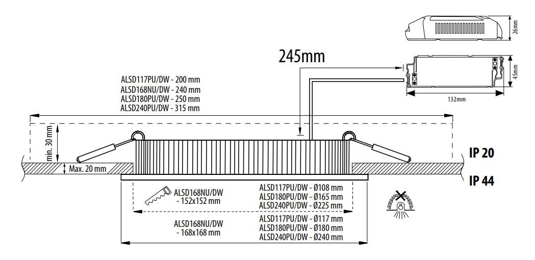 Alasvalo Ensto Velox ALSD117HPU IP44 8W Harmaa - KarelianStore