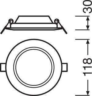 Alasvalo Ledvance Downlight Slim Round 105 6W 4000K Valkoinen - KarelianStore