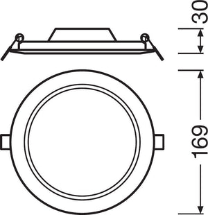 Alasvalo Ledvance Downlight Slim Round 12W 3000K Valkoinen - KarelianStore