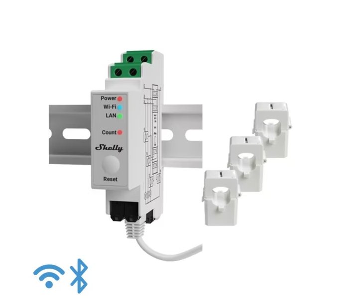 Energiamittari Shelly Pro 3EM DIN 2x120A Wifi - KarelianStore