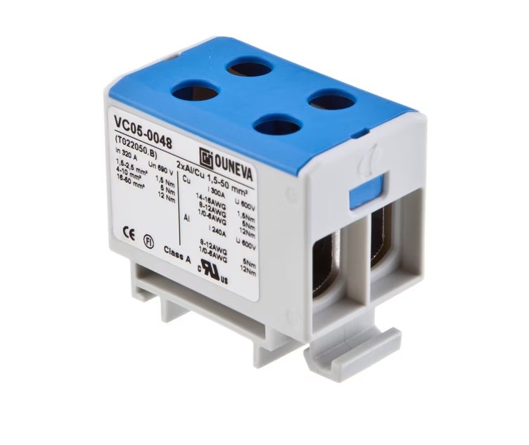 Haaroitusliitin Ouneva OTL 2x AI Cu 1.5-50mm2 Sininen - KarelianStore