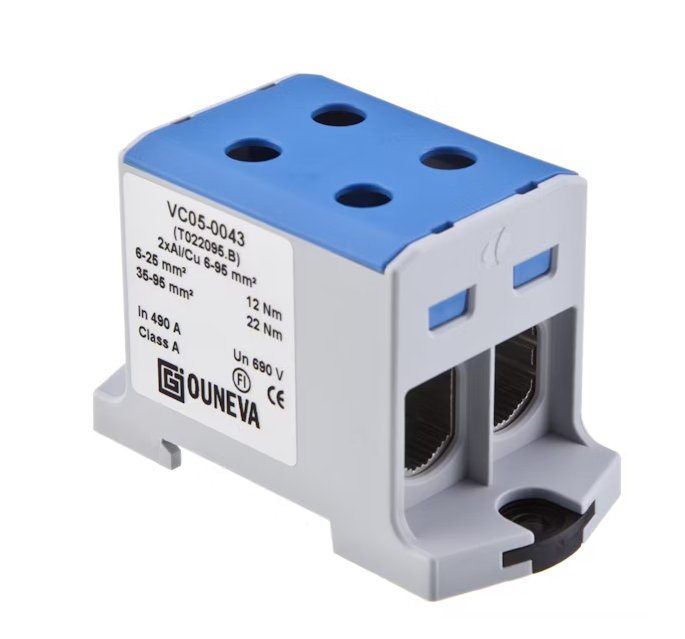 Haaroitusliitin Ouneva OTL 2xAI Cu 6-95mm2 Sininen - KarelianStore