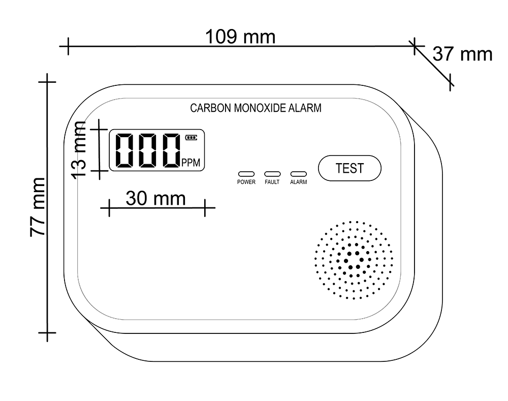 Häkävaroitin Opal 3x1.5W LCD Näyttö - KarelianStore