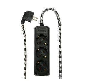 Jatkojohto Opal 3-osainen Mustavalkokangas 2m - KarelianStore