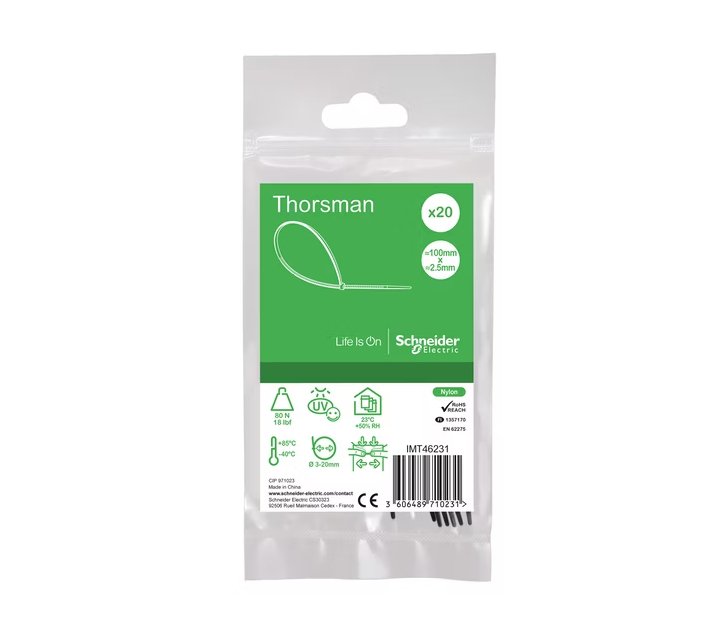 Johdinside Schneider Electric 100x2.5 Musta 20kpl - KarelianStore