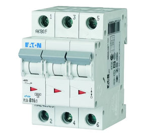 Johdonsuojakatkaisija Eaton PLS6-C16 3 6kA 3-napainen C 16A - KarelianStore