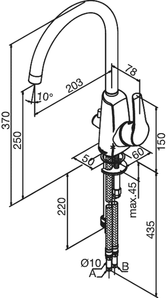 Keittiöhana Damixa Rowan Pesukoneventtiilillä 67071.00 - KarelianStore