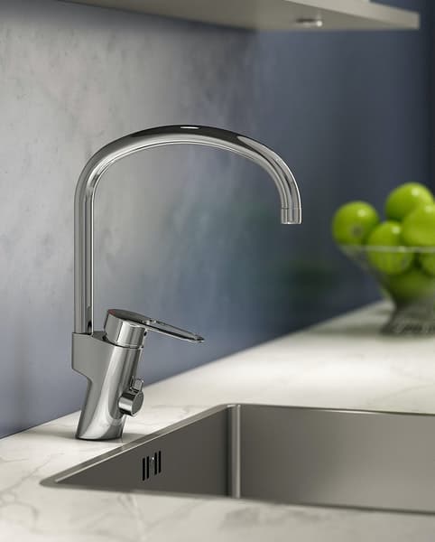 Keittiöhana Gustavsberg Nautic Korkealla juoksuputkella ja pesukoneventtiilillä - KarelianStore