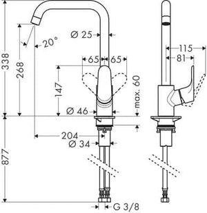 Keittiöhana Hansgrohe 31834670 Focus 260 Korkea Musta - KarelianStore