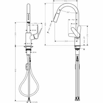 Keittiöhana Hansgrohe 31846670 Focus 240 Ulosv. Musta - KarelianStore