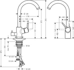 Keittiöhana Hansgrohe 32846000 Talis 270 Korkea PKV - KarelianStore