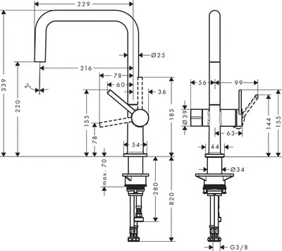 Keittiöhana Hansgrohe 72807000 Talis M54 220U PKV - KarelianStore