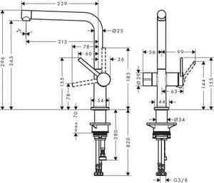 Keittiöhana Hansgrohe 72827670 Talis M54 270 PKV Musta - KarelianStore