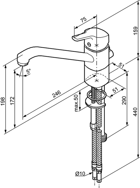 Keittiöhana Mora LionX Pesukoneventtiilillä Musta 392250 - KarelianStore