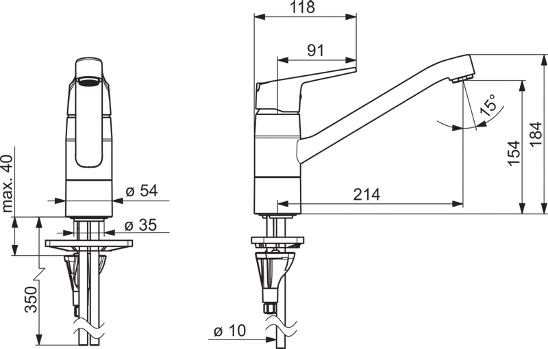 Keittiöhana Oras 1820G Vega kääntyvällä juoksuputkella - KarelianStore