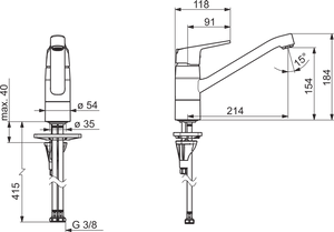 Keittiöhana Oras 1820G Vega kääntyvällä juoksuputkella ja joustavilla kytkentäputkilla - KarelianStore