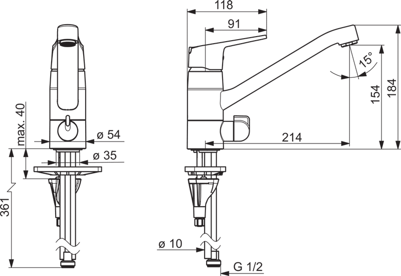 Keittiöhana Oras 1825G Vega Pesukoneventtiilillä ja kääntyvällä juoksuputkella - KarelianStore