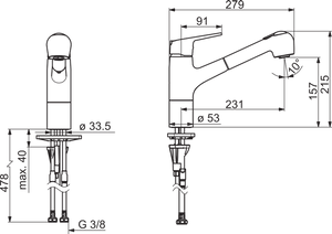 Keittiöhana Oras 1832FG Vega Ulosvedettävällä kääntyvällä juoksuputkella - KarelianStore