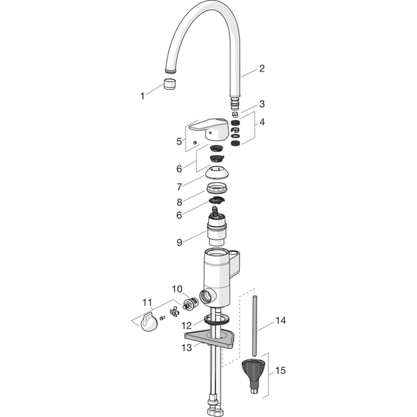 Keittiöhana Oras 1839FG Vega Pesukoneventtiilillä ja korkealla kääntyvällä juoksuputkella - KarelianStore