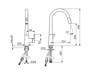 Keittiöhana Oras 3032F Inspera Ulosvedettävällä juoksuputkella - KarelianStore