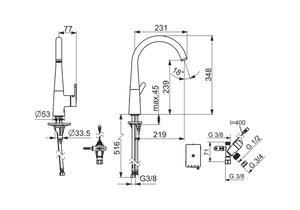 Keittiöhana Oras 3035F Inspera älykkäällä pesukoneventtiilillä - KarelianStore