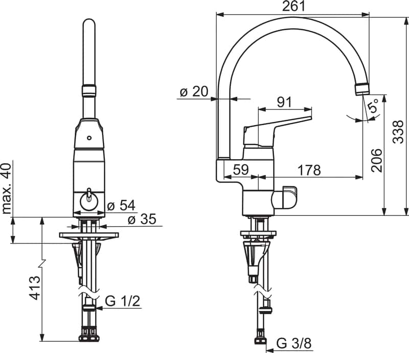 Keittiöhana Oras Vega PKV Musta 1839FG-33 - KarelianStore