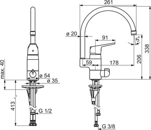Keittiöhana Oras Vega PKV Musta 1839FG-33 - KarelianStore