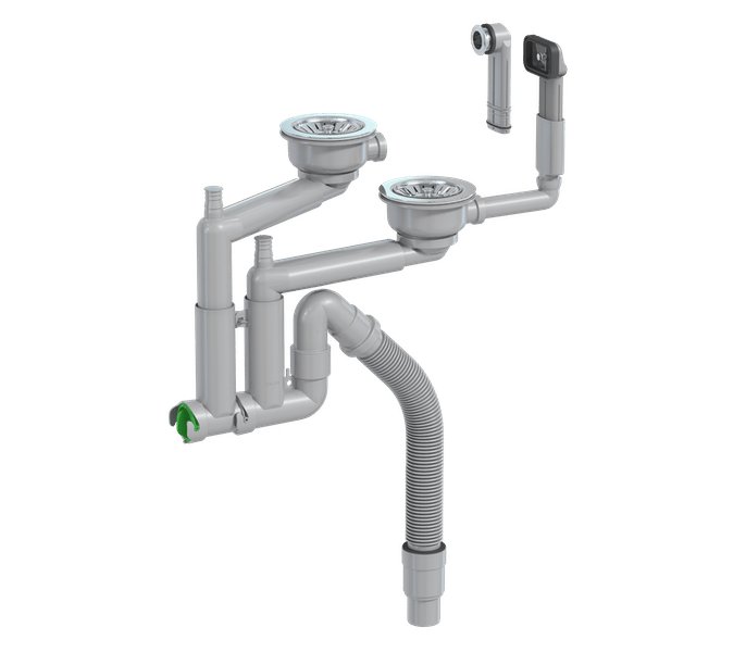 Keittiövesilukko Prevec Smartloc 2-altainen 114mm koripohjaventtiilillä - KarelianStore