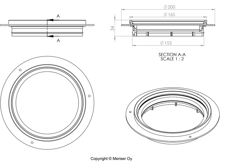 Korotusrengas Merika M-400 150x34 Erikoismatala - KarelianStore