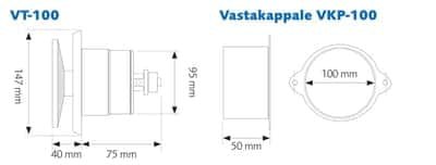Korvausilmaventtiili Velco VTR-100 ruskea - KarelianStore