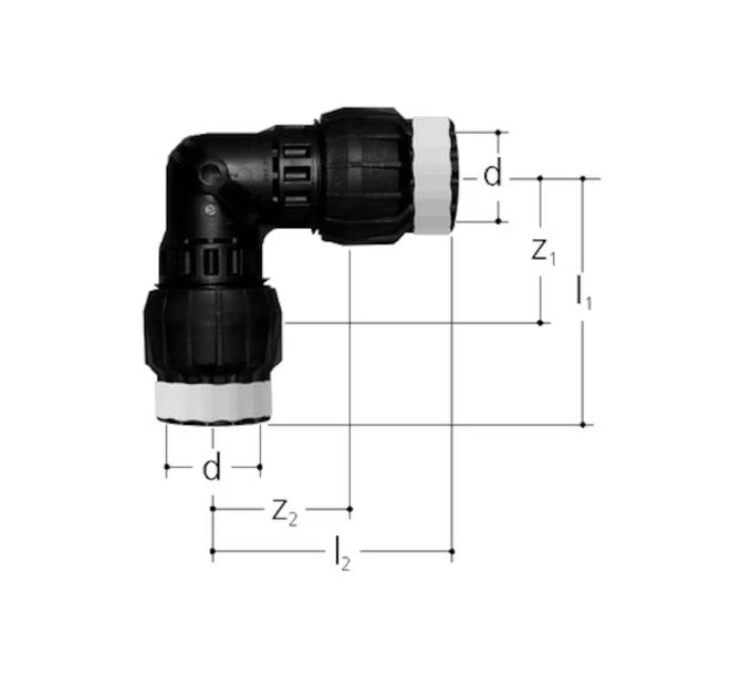 Kulmaliitin Sanipex MT GF 90 40x40 PPSU PA - KarelianStore