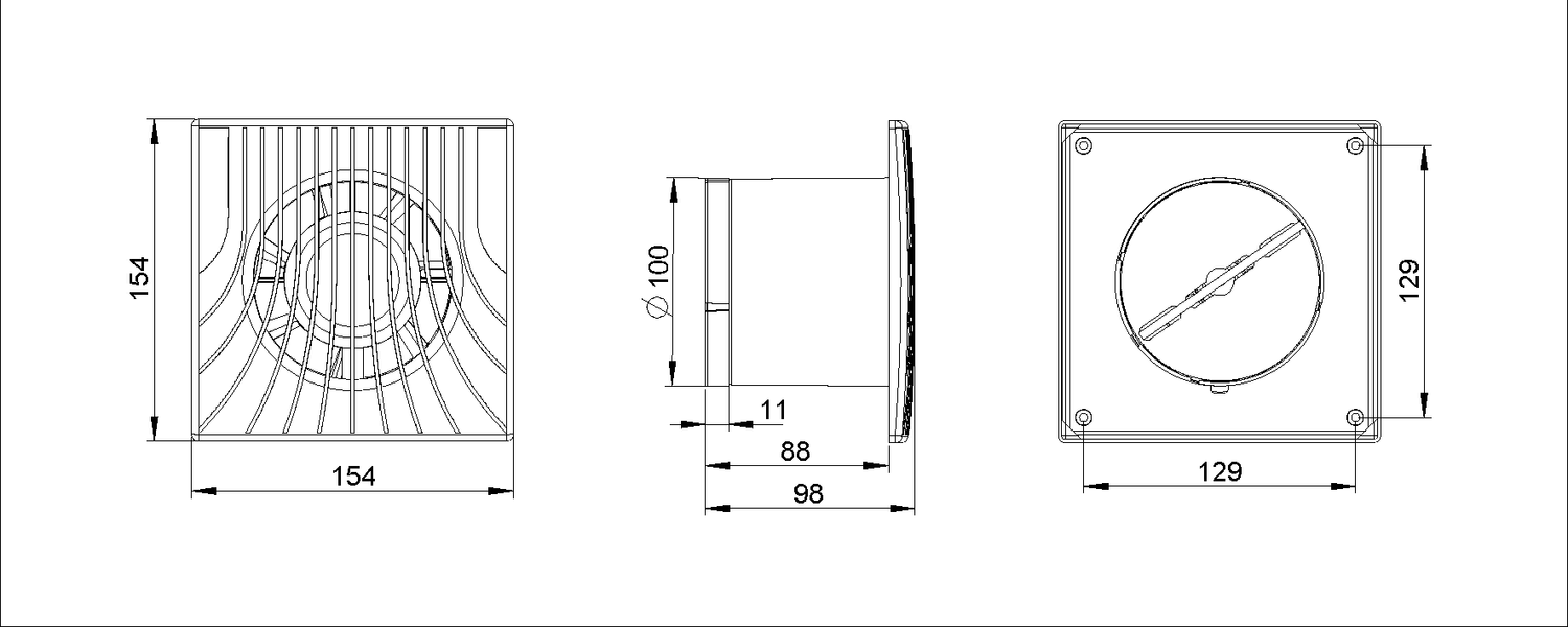 Kylpyhuonepuhallin Opal WA100LZH Ajastin sekä kosteusanturi - KarelianStore