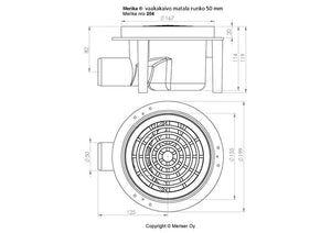 Lattiakaivo Merika M-204 DN50 Matala Vaaka 119mm - KarelianStore