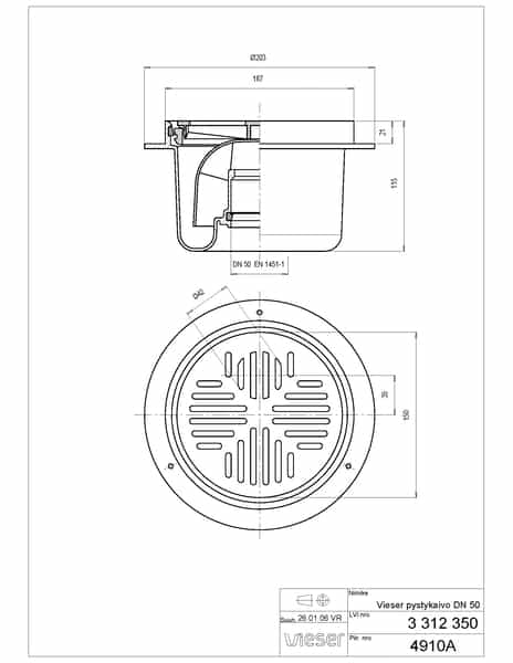 Lattiakaivo Vieser DN50 pysty - KarelianStore