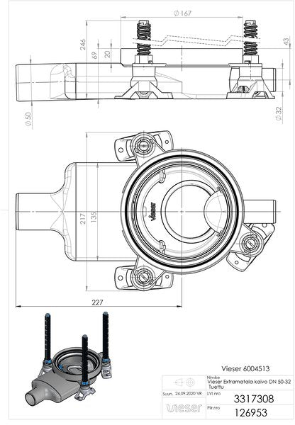 Lattiakaivo Vieser One DN50 1x32 Extra Matala Valutuella - KarelianStore