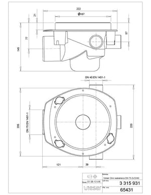 Lattiakaivo Vieser One Valutuella DN75 3x32/40 Vaaka - KarelianStore