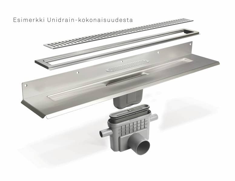Lattiakaivokaluste Unidrain 1001 3 Seinäkiinnikettä 1000mm - KarelianStore