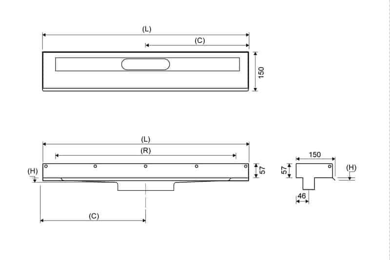 Lattiakaivokaluste Unidrain 1001 3 Seinäkiinnikettä 800mm - KarelianStore