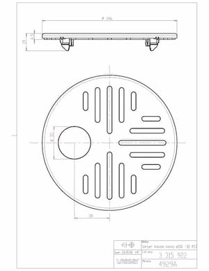 Lattiakaivon Kansi Vieser 150 RST Pyöreä 32mm Putkilähtö - KarelianStore