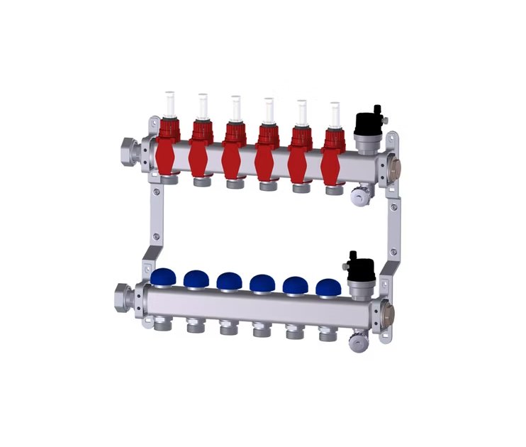 Lattialämmitysjakotukki Purmo 6-lähtö Virtausmittari - KarelianStore